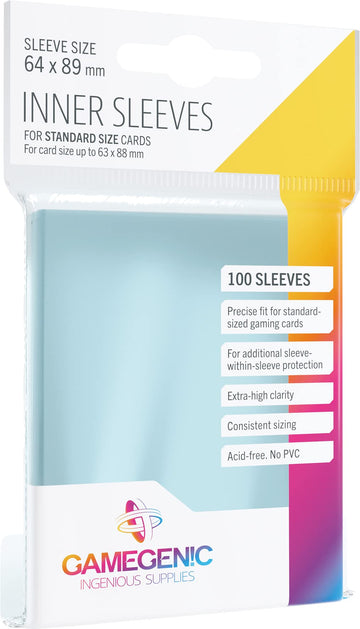 Inner Sleeves Pack Of 100 Clear Standard Card Game Sleeves For Board Games And Card Games | Extra-High Clarity | Professional Protection For Up To 100 Tcg Decks And Gaming Cards | Made By Gamegenic