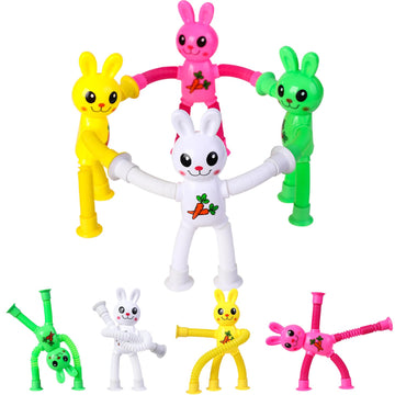 Limpskys 4Pack Telescopic Suction Cup Bunny Toy,Easter Bunny, Easter Egg Fillers,Easter Basket Stuffers,Suction Cup Toys,Suction