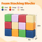 TODIBY Foam Building Blocks for Toddlers:12-Pieces Wipeable Leather Stacking Cubes Kids - Large Soft Toys Play Set for Learning Construction Baby Preschool Daycare Therapy Birthday Gift (Rainbow)