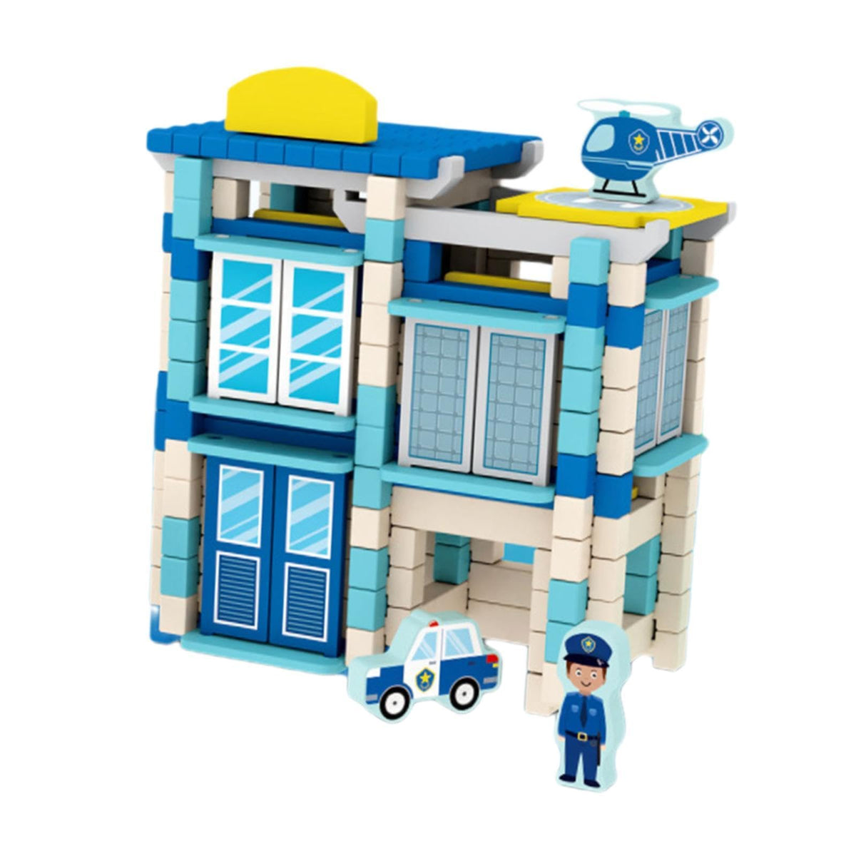 MerishoppWooden House Diy Building Blocks Set Engineering Learning Toy Police Station|Toys & Hobbies