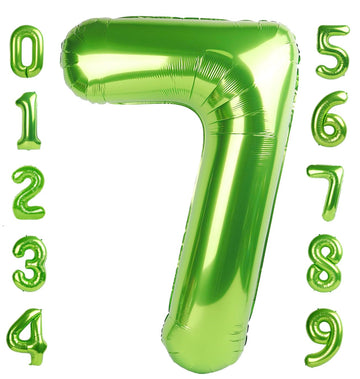 40 Inch Number 7 Balloon, Light Green Jumbo Large Seven Birthday Party Supplier, Mylar Foil Big Balloon Number For 7 17 27 70 En