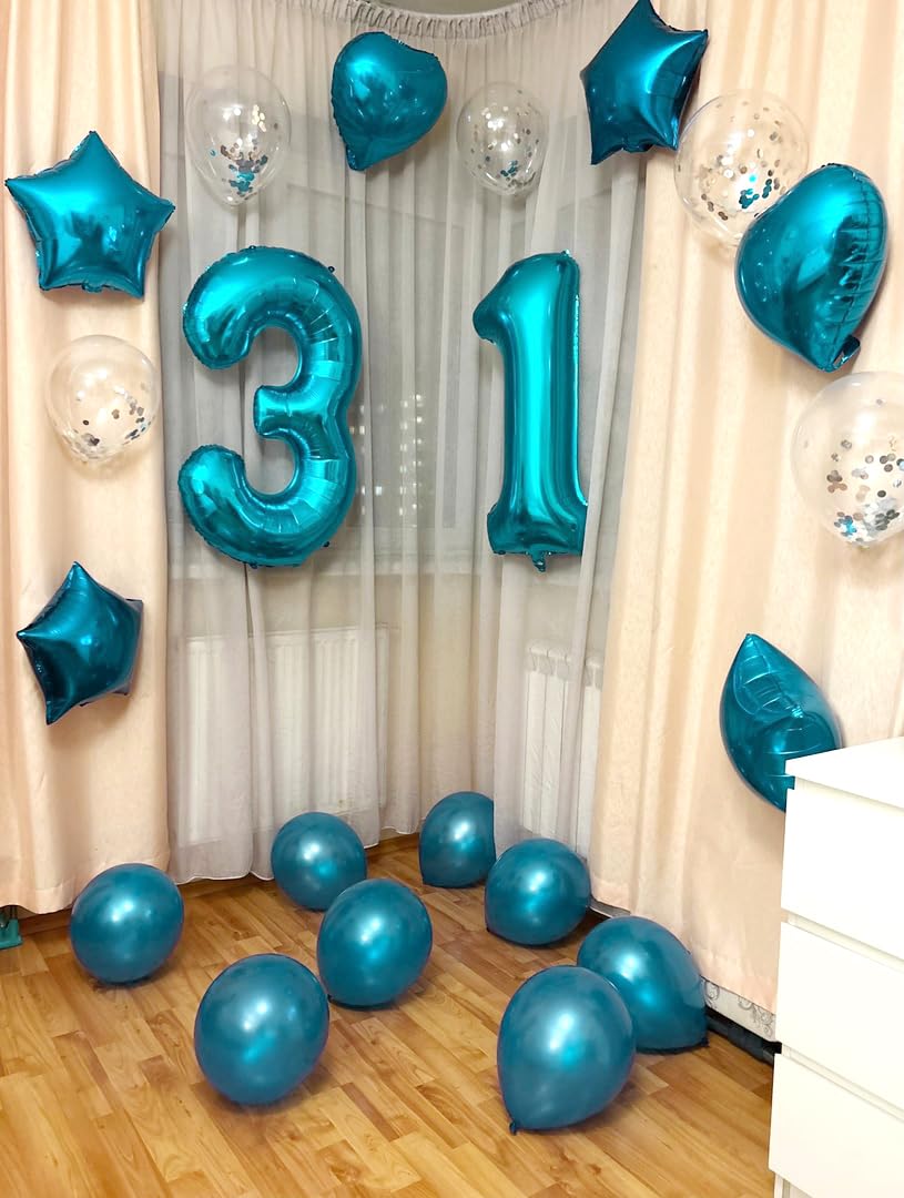 7 Balloon, Blue Number Balloons 40 Inch, 7Th Birthday Decorations For Kids Girls Boys, Blue Party Decoration For Women Men, Numb