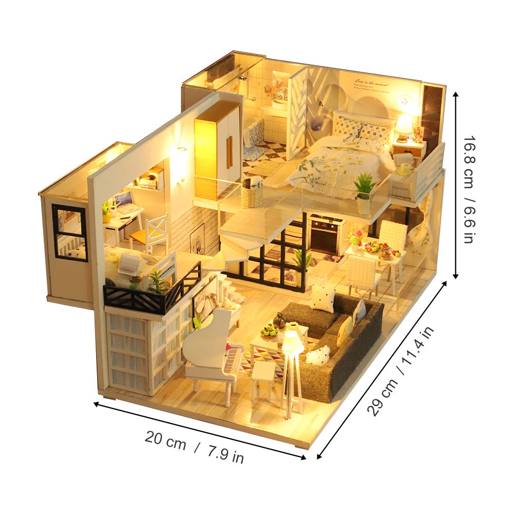 Gudoqi Diy Miniature Dollhouse Kit, Tiny House Kit With Furniture And Music, Miniature House Kit 1:24 Scale, Great Handmade Craf