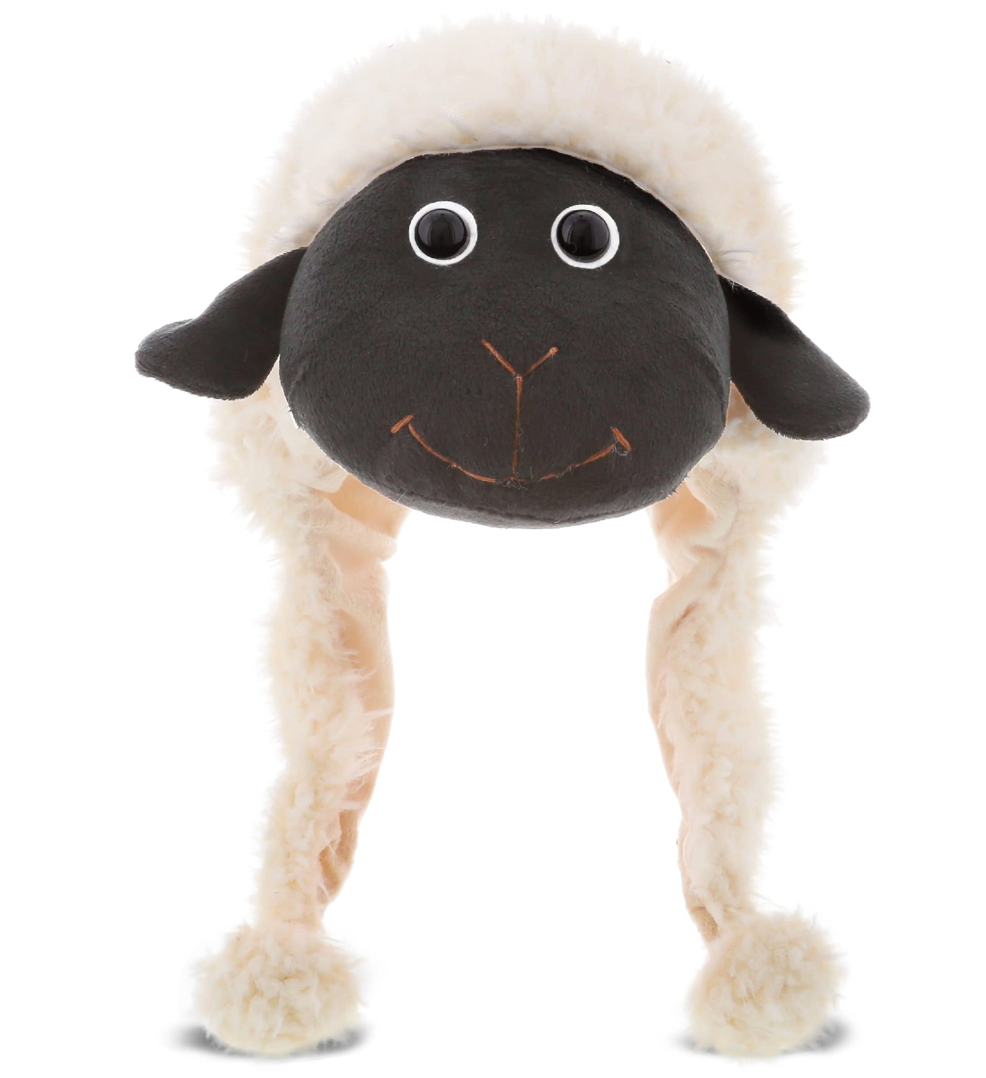 DolliBu Plush hats - Super Soft Warm Hat with Ear Flaps, Stuffed Animal Halloween Costume for Kids & Teens - One Size, Black Nos
