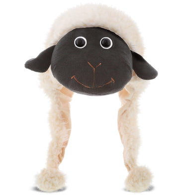 DolliBu Plush hats - Super Soft Warm Hat with Ear Flaps, Stuffed Animal Halloween Costume for Kids & Teens - One Size, Black Nos