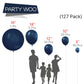 PartyWoo Balloons Pack - 127 pcs in Blue, 36" to 5" Sizes, Rubber Material for Balloon Garland/Arch Decorations
