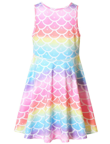 America Doll & Girl Matching Mermaid Dresses 18-Inch Dolls Clothes Summer Sun Dress 8-9Y