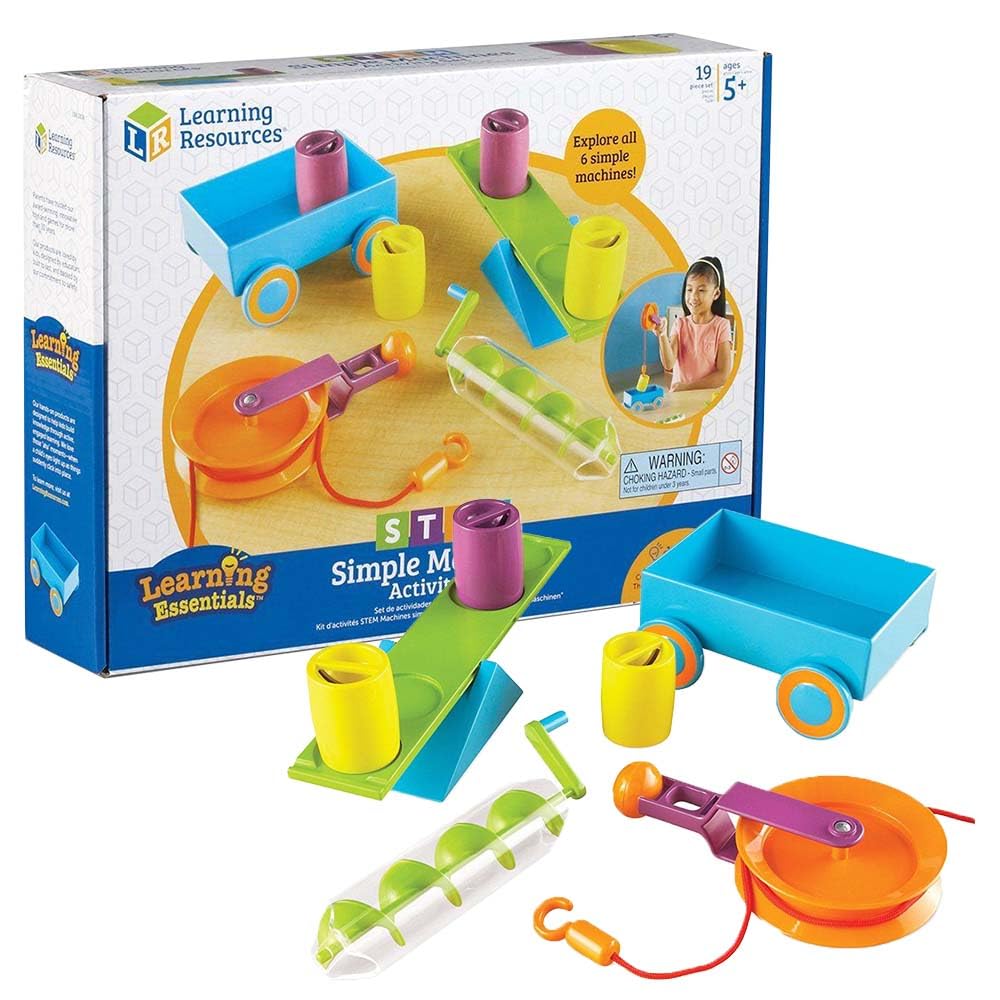 Learning Resources STEM Simple Machines Activity Set, 19 Pieces, Plastic, Multicolor, Ages 5+, Model LER2824