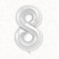 Flyloons 8 number Foil Balloon Silver 16 inch Size For Baby Kids Boys Girls Happy Birthday Anniversary Decoration Items 8th Year