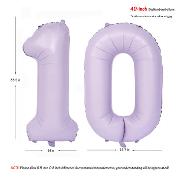 40 In Matte Purple Number Balloons Helium Foil Mylar Balloon Birthday Party Banquet Decoration Digital 10