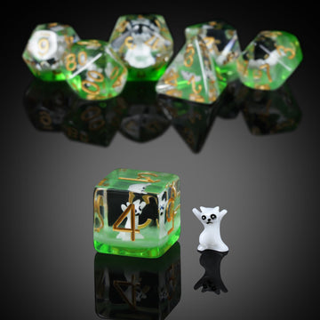 Enchanting Cat Dice Set D&D, DNDND 7PCS Resin DND Dice with Velvet Bag for Dungeons and Dragons Role Playing Games and Tabletop