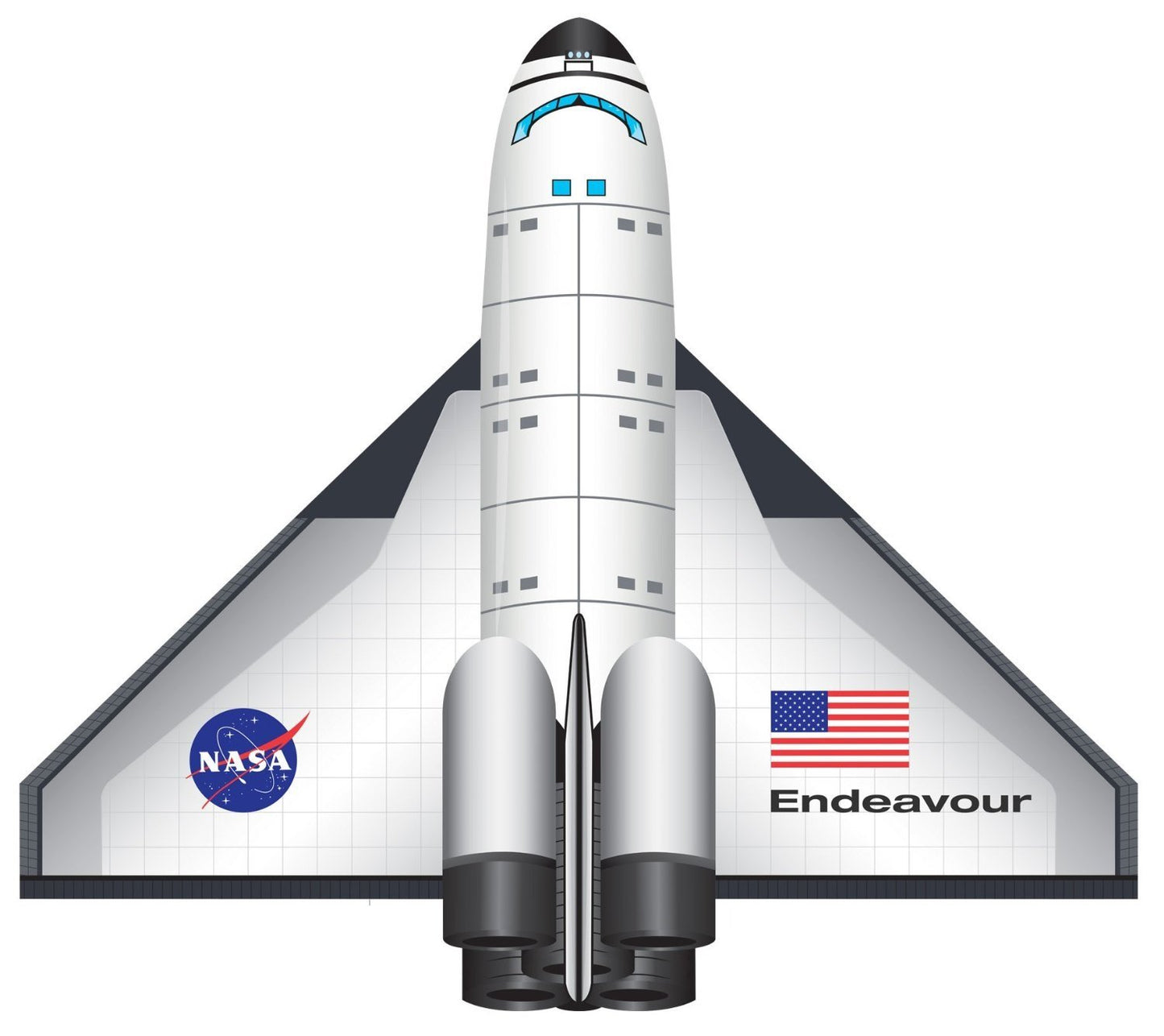 WindNSun FlightZone SpaceShuttle Endeavour Nylon Kite  52 Inches Wingspan