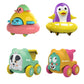 Innovitoy Friction Powered Toy Vehicles Pack Of 4 For Kids With Topsy Turtle, Penguin, Carnival Car With Whistle & Farm Truck De