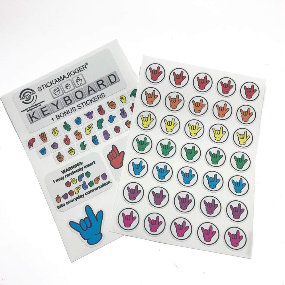 Sign Language Keyboard Stickers + Bonus Restickable Decals
