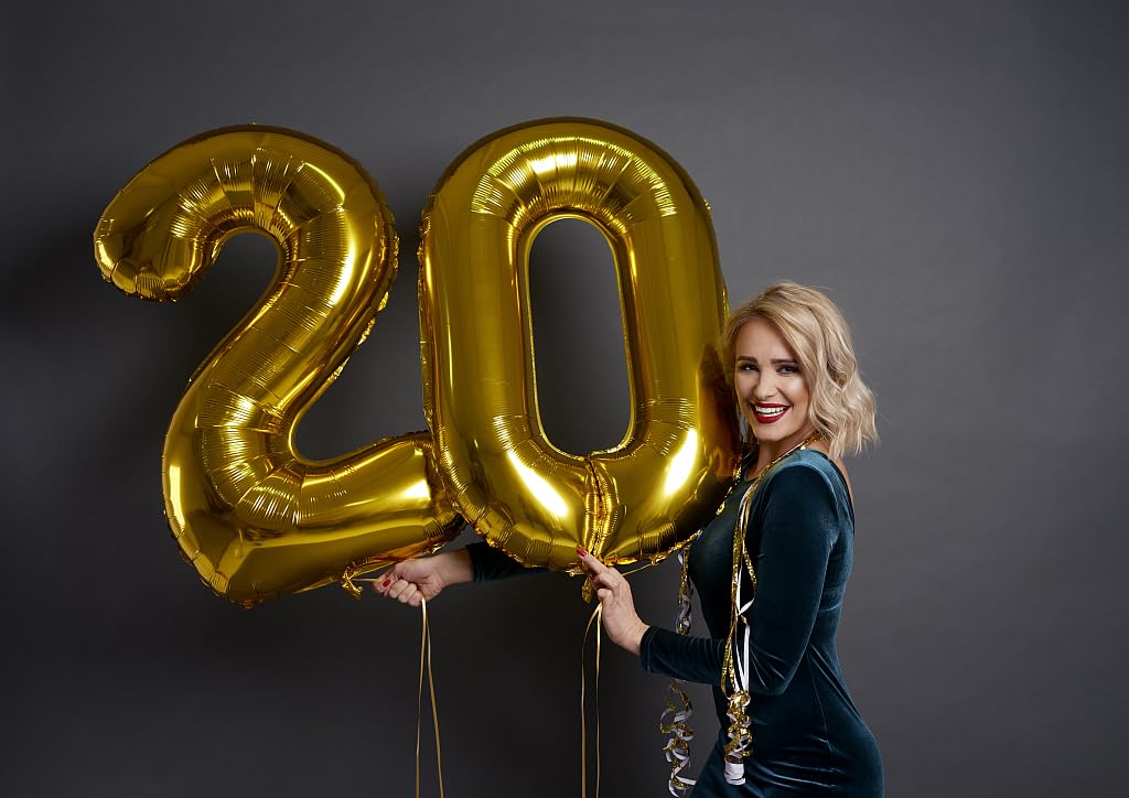 Gold Jumbo Helium Number Balloon 40 Inch, Giant Foil Golden Number 0 Birthday Balloons, Large Numbers 10 20 30 40 50 60 70 80 90