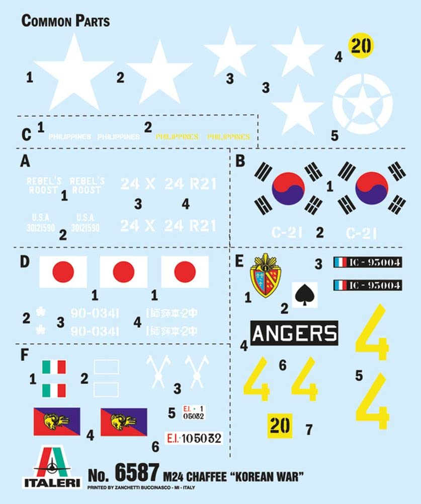 Italeri 6587 M-24 Chaffe Korean War, 1:35 Scale Plastic Model Kit, Plastic Model Assembly, Model Making, Military Vehicles, Gree