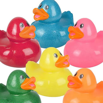 The Dreidel Company Glitter Rubber Duck Toy With Sound Assortment Duckies For Kids, Bath Birthday Gifts Baby Showers Summer Beach And Pool Activity, 6' (Single)