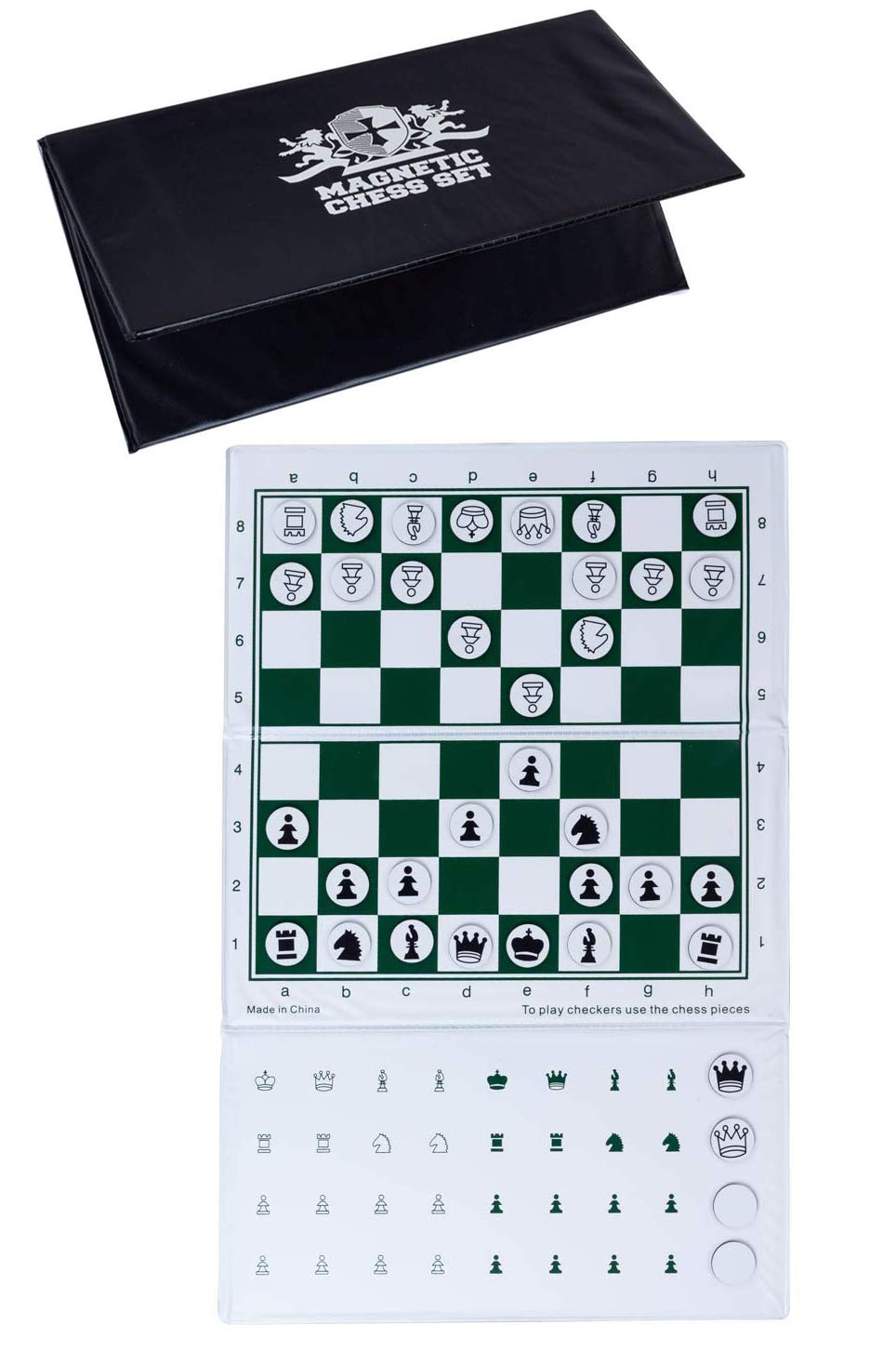 WE Games Mini Magnetic Travel Chess Set - 10-Inch Foldable Board, Durable Vinyl Pieces, White Logo