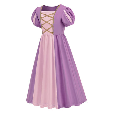 Addacos Girls Renaissance Medieval Dress Princess Costume Halloween Outfits Birthday Party Dress Up Clothes (Purple, 150 (9-10T)
