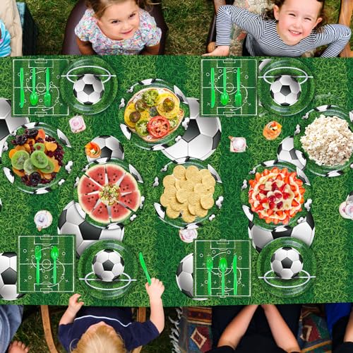211 Pack Soccer Party Supplies Soccer Party Decorations Boys Sports Theme Birthday Decor Soccer Theme Tableware Set - Soccer Pla