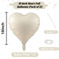 Cream Heart Balloons, 18 Inch Cream Heart Foil Balloons, 12Pcs Boho Beige Heart Shape Foil Balloon, Cream White Helium Foil Ball