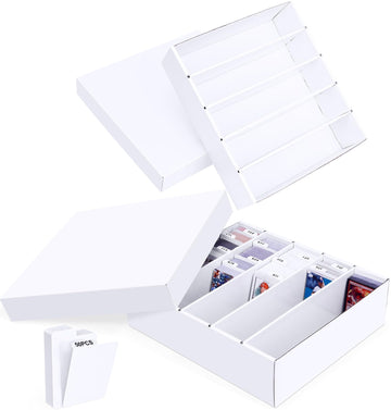 Leyzan 5 Row Trading Card Storage Box, 2 Pack Cardboard Storage Box with Divider for Mtg, Tcg, Sports Cards