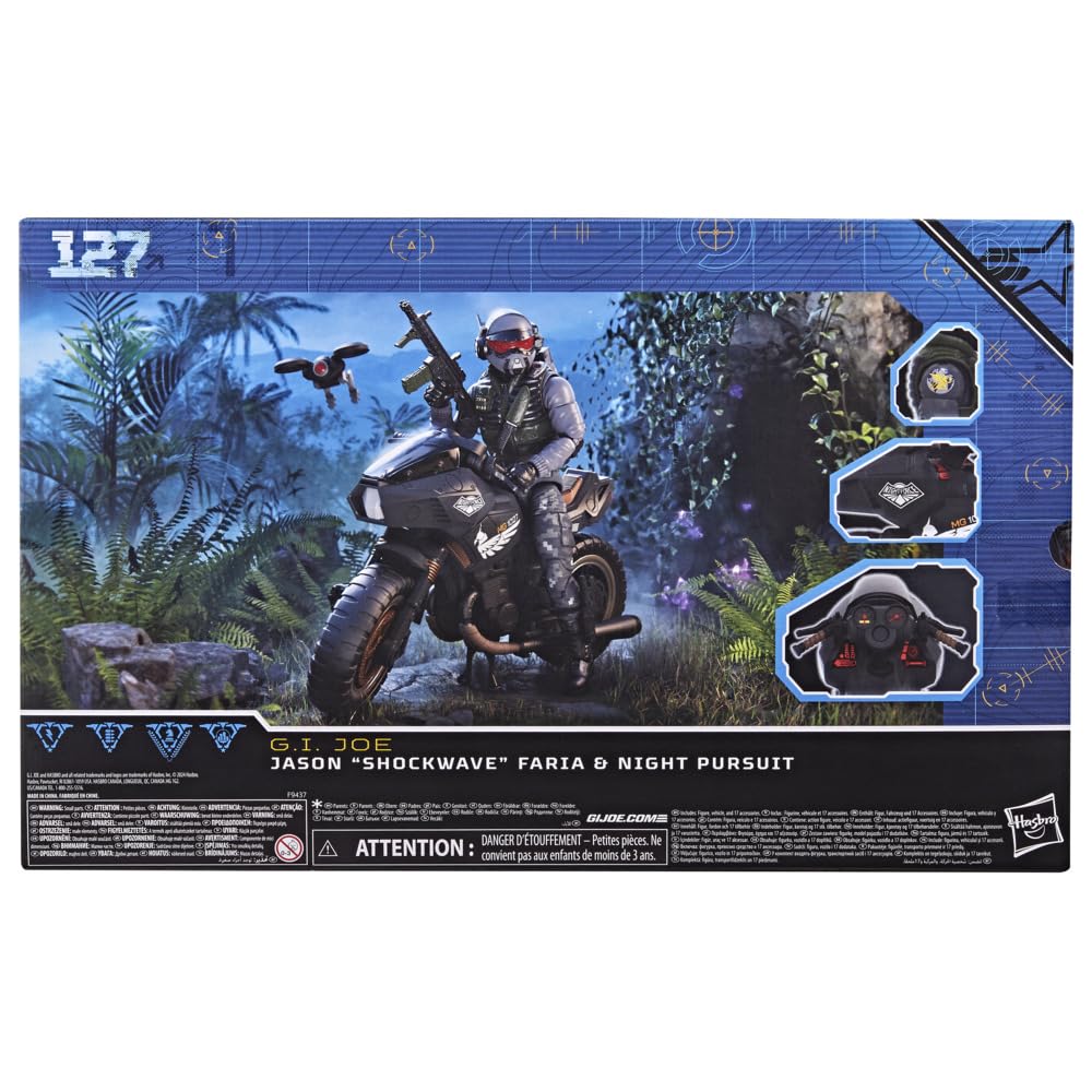 G.I. Joe Classified Series #127 Night Force Jason Shockwave Faria 6" Action Figure with Night Pursuit Cycle - Multicolor, Model F94375L00