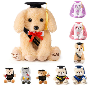 Oukiwi 8 Inch Graduation Plush Stuffed Animal Class Of 2025 Brown Puppy Dog