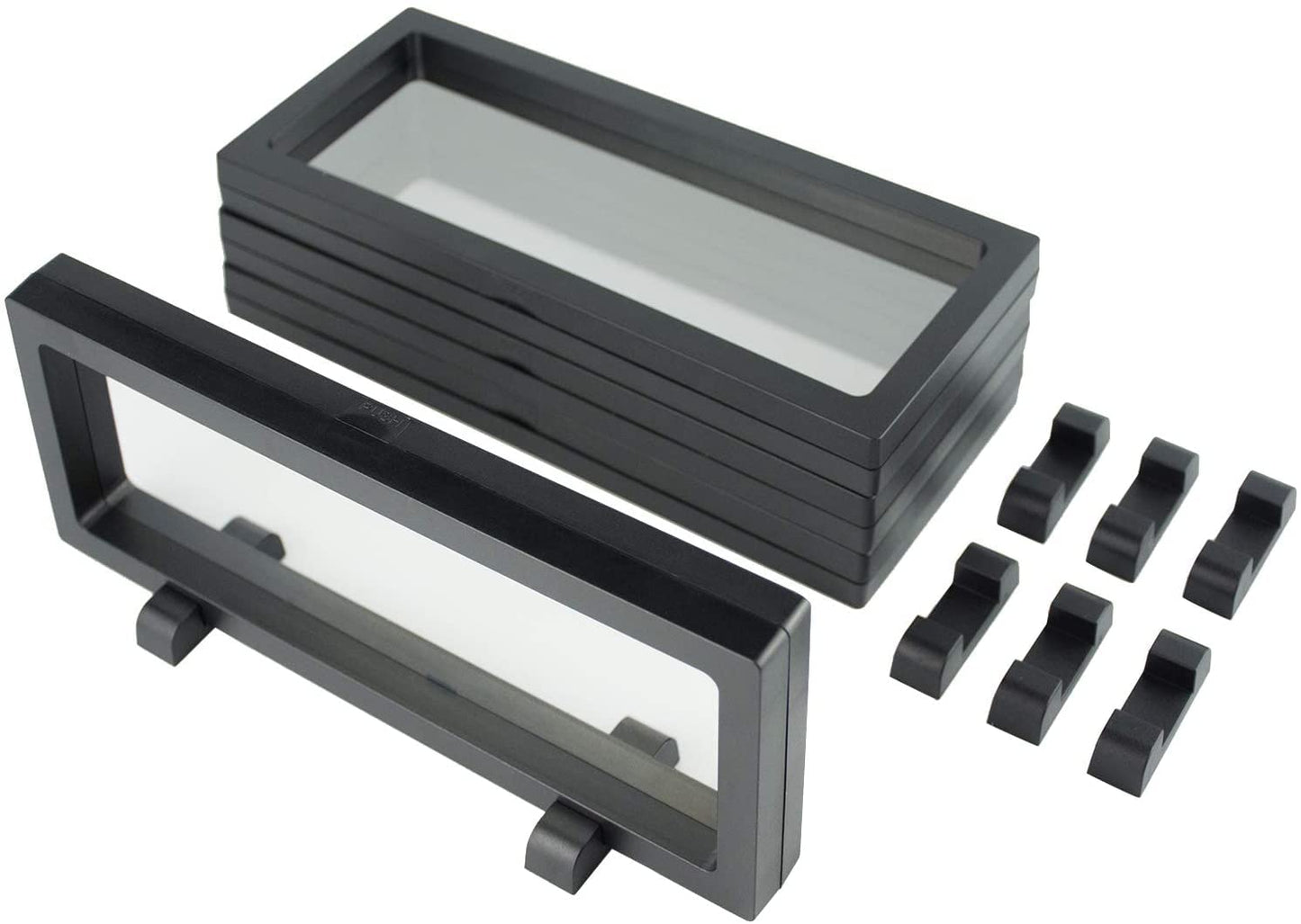 Rechiato 4-Piece 3D Floating Display Cases, 9.1''3.5''0.8'', Military Challenge Coin & Medallion Holder
