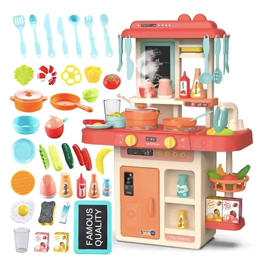 Famous Quality 42 Pcs Kitchen Toy Set Simulated Spray With Light & Sound Kitchen Pretend Play Set Play Cooking Set- Multi Color 