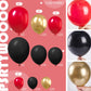 Partywoo Red Black Gold Balloons, 140 Pcs Red Black And Chrome Gold Balloons Different Sizes Pack Of 18 Inch 12 Inch 10 Inch 5 Inch For Balloon Garland As Graduation Decorations, Party Decorations