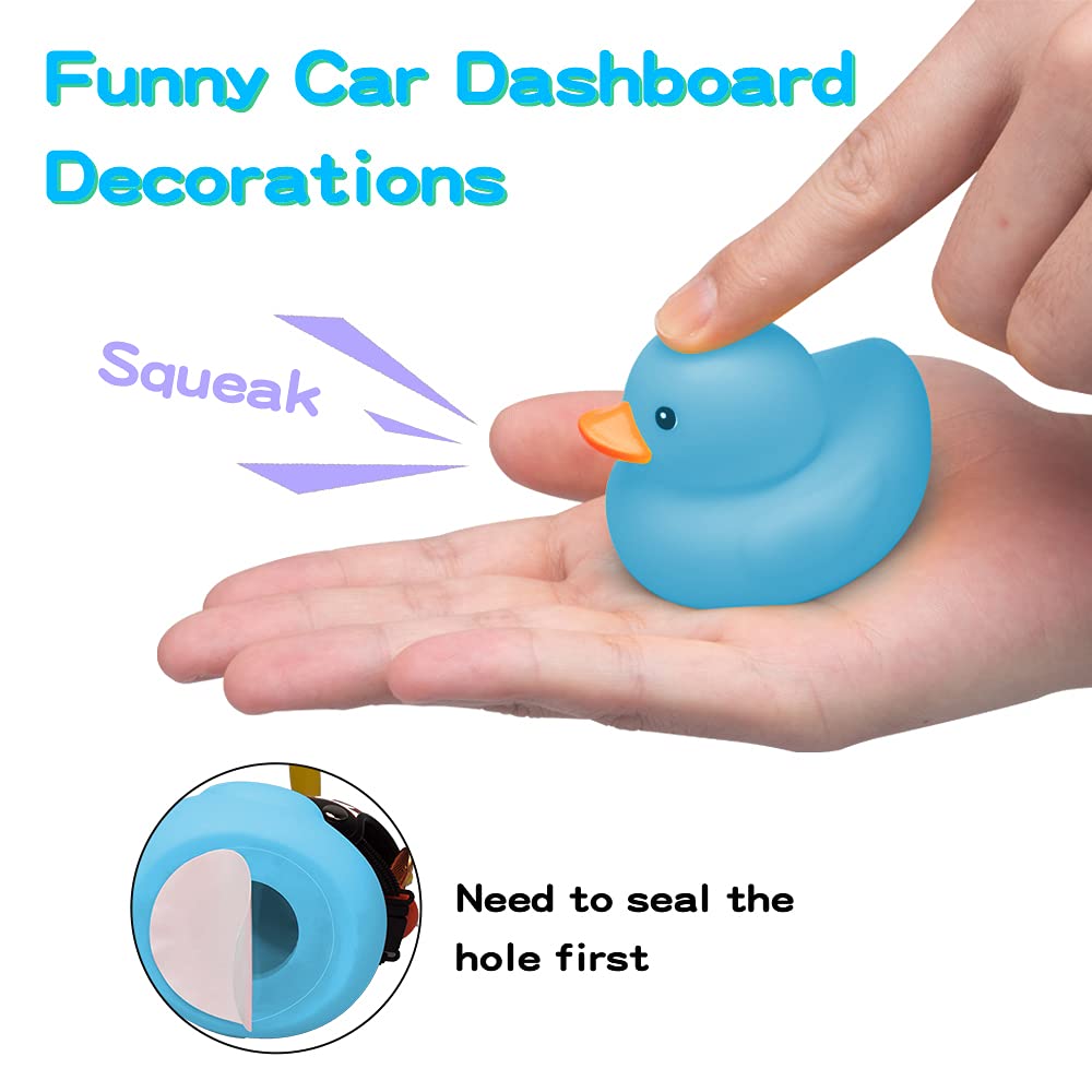 Wonuu Rubber Duck Toy Car Decoration - Blue Duck Car Dashboard Decoration With Cool Glasses And Propeller Helmet