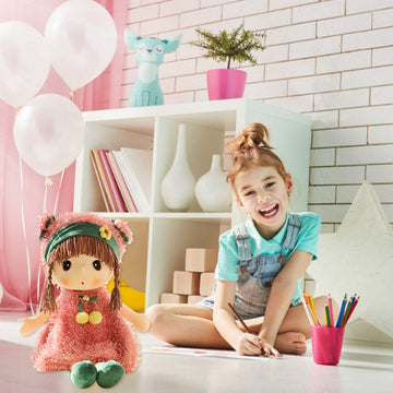Plush Baby Doll Girl With Clothes, 17.7 Sweetheart Rag Doll Cozy Cuddle Soft Baby Doll For Kids Babies,Plush Stuffed Toy With Ha
