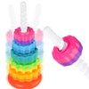 NiToy Spinning Stacking Toy for Kids  Rainbow Tower Dual-Color Spinning Wheels enhanced Strong BPA-Free ABS Plastic Early Education Fun Learning and Engaging Brain Development Toys (Small)