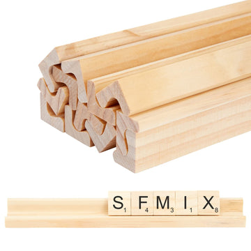 Bright Creations 12 Pack Wooden Letter Racks For Scrabble Tiles Pieces, Replacement Game Tray Holders For Crafts (7.5 X 0.75 X 0.85 In)