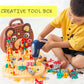 OFIGAS Magic Montessori Play Toolbox, Magic Montessori Play Toolbox Bear, 204 PCS Creative Mosaic Puzzle Toy with Electric Drill