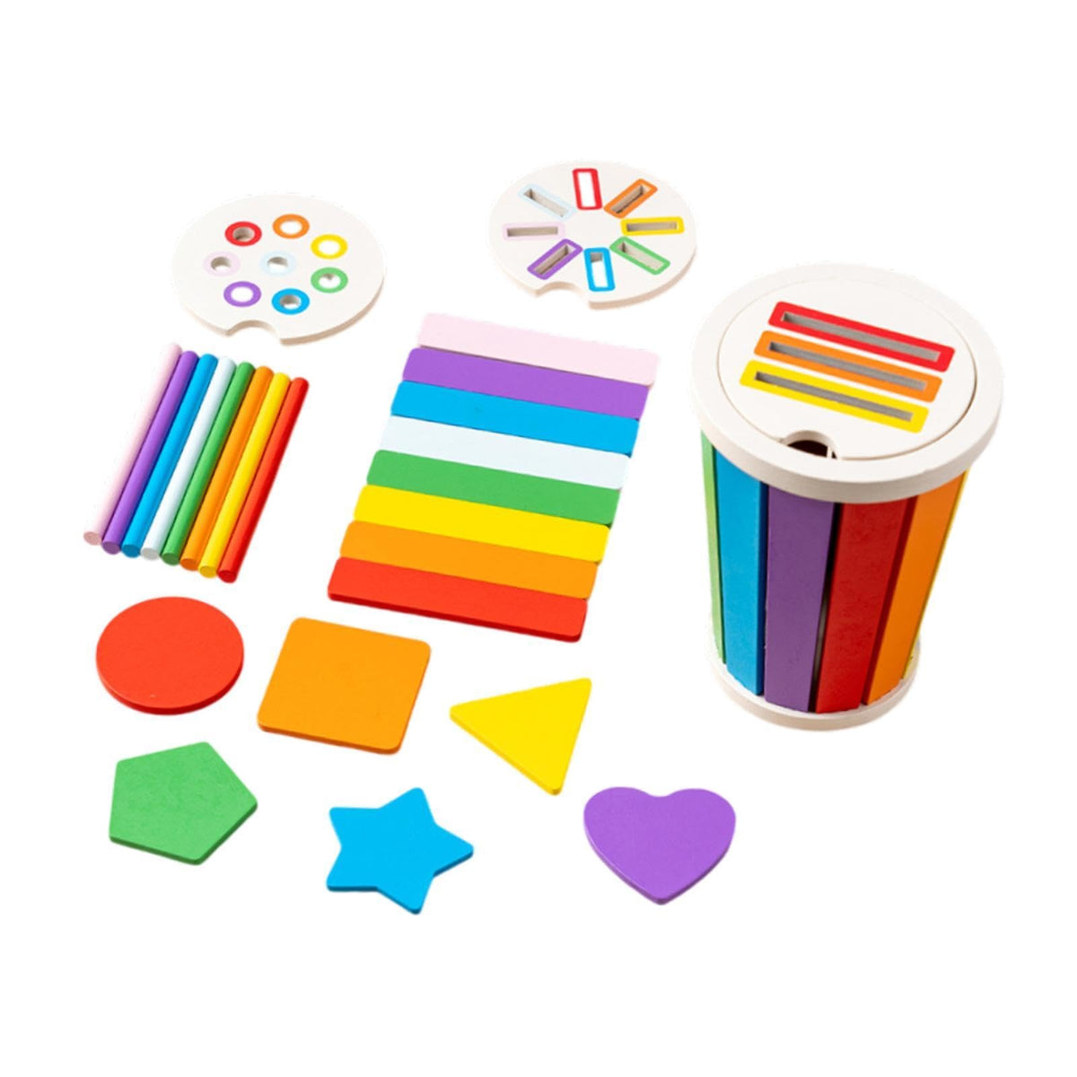 BnfWooden Rainbow Stack Set Educational Toy For Toddlers Kids 3 4 5 6 Years Old Rainbow Color|Baby | Toys For Baby | Development