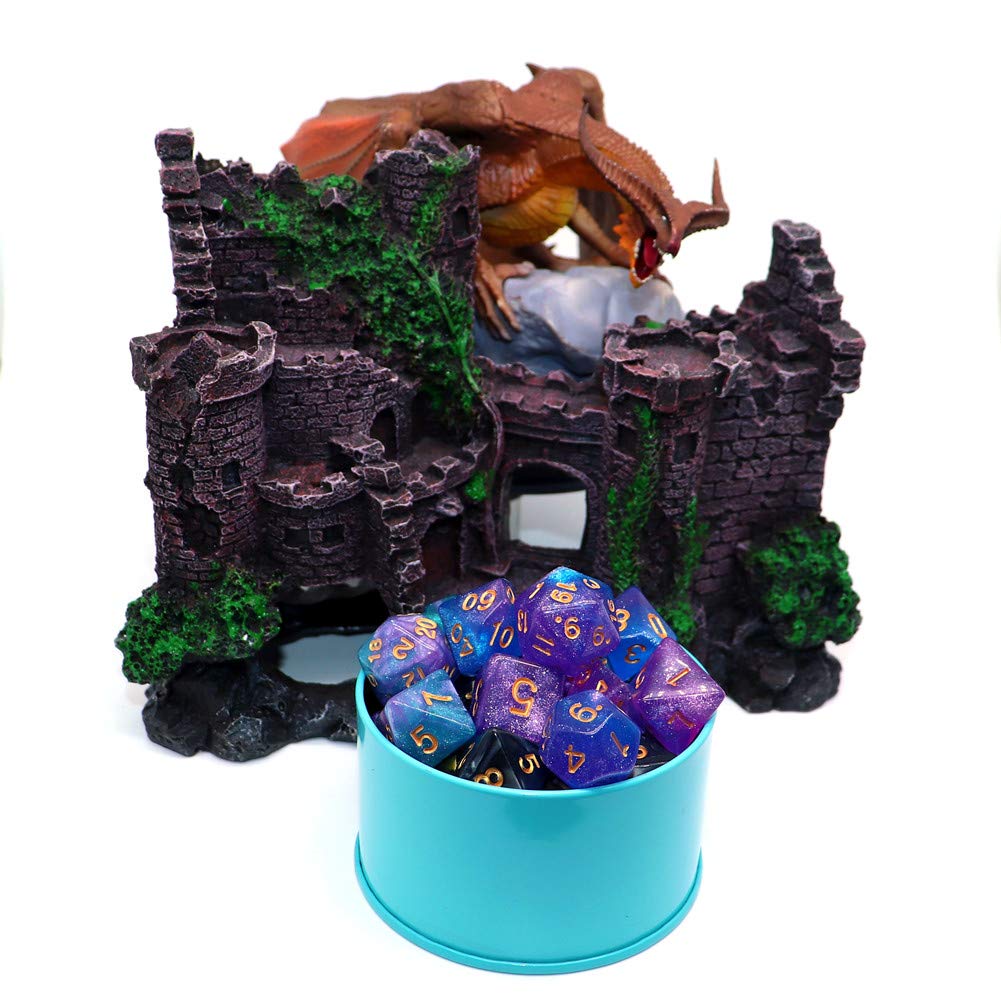 Creebuy Dnd Dice Set Blue Purple Glitter Dice For Dungeon And Dragons D&D Rpg Role Playing Games Table Games Polyhedral Dice