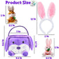 Easter Bunny Basket With 3 Rabbit Duck Keychains 1 Ears, Cute Plush Handle For Baby Girls Boys Party Favors, Gifts Bag Hunt Bag, Decorations Supplies