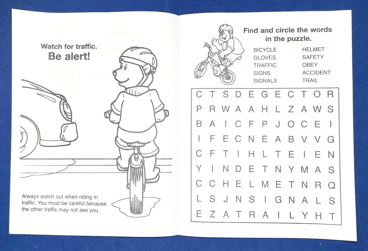 ZOCO - Bike Safety Educational Coloring & Activity Books (50 Bulk Pack, Without Crayons) - Bicycle Road Rules, Helmet Safety - F