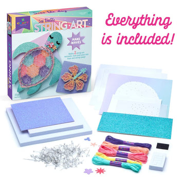 Craft-tastic - String Art Sea Turtle for 2 Fun Craft Projects - Sea Turtle and Hibiscus Flower - Ages 10+