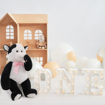 Maogolan Cow Stuffed Animal,Big Fluffy Plush Cow Toy For Mom,24'' Bull Stuffed Animal Long Legs Arms For Baby Shower Decor,Birth