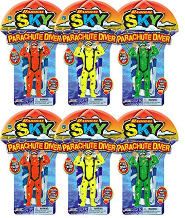 JA-RU Parachute Toys for Kids (6 Pack) Red  Yellow  or Green Flying Parachute Men Action Figures | Outdoor Recess Toys | Party Favors for Boys  Prizes  & Goodie Bag Stuffers. 2306-6s