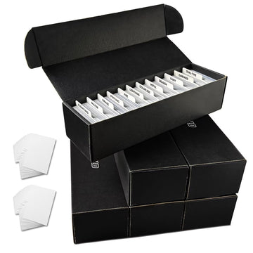Fageverld Trading Card Storage Box, Cardboard Card Boxes With Dividers For Tcg/Mtg/Magic/Baseball/Sports Cards Collection, Black