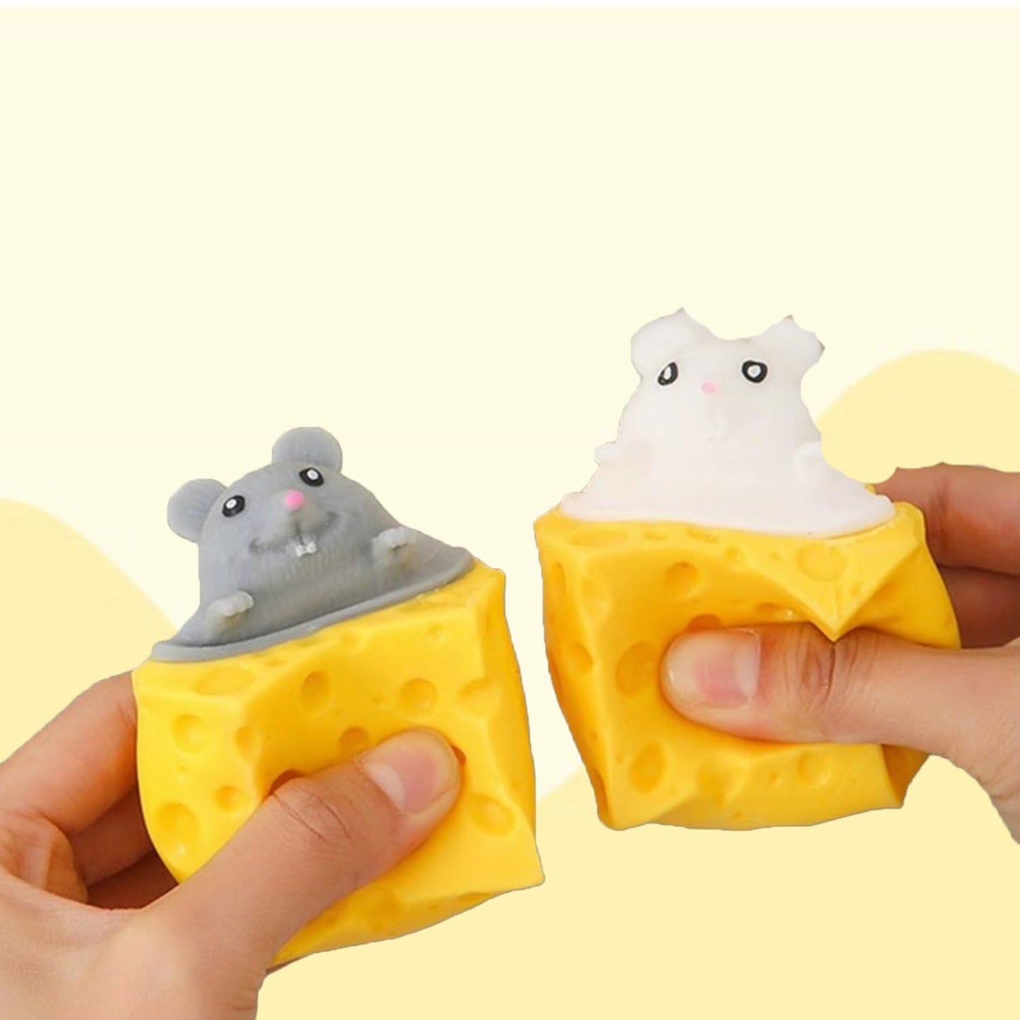 3 PCS Set Squeeze Toys Squishes Toy Decompression Cheese Mouse Cup Squeeze Toys Sensory Fidget Toys Stress Relief for Kids & mature-themed Tricky Funny Novelty Toy