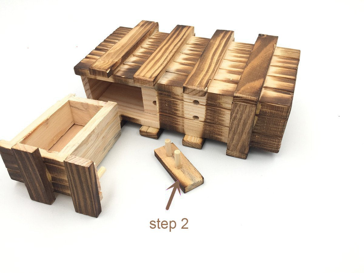 Ahyuan 3D Wooden Money Holder Puzzle Box - Difficult Brain Teaser with Secret Drawer - PUZZLEBOX IQ Toy for Adults