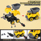 OENUX Play Sand Construction Set, Beach Building Castle Kit w/ 2.2lbs Play Sand, 4 Take Apart Construction Trucks Toys and Signs