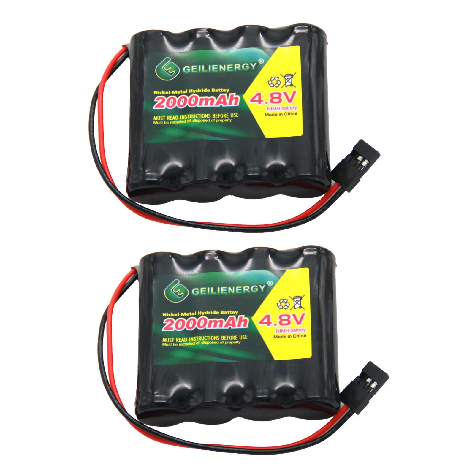 QBLPOWER 4.8V 2000mAh NiMH RX Receiver Battery Pack RC Futaba Hitec JR for RC Cars and Airplanes(2 Pack)