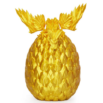 3D Printed Dragon,Articulated Winged Dragon,Crystal Dragon Surprise In Eggs, Dragon Fidget Toy For Birthday Gift (Gold)