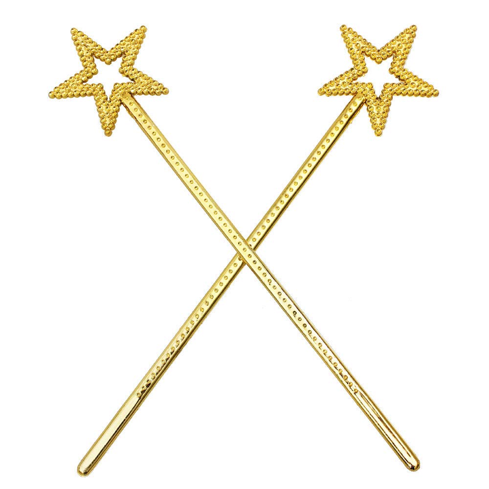 Mollensiuer 2Pcs 13 Inches Star Wand Costume Props Star Magic Wand Angel Fairy Wands Sticks For Birthday Party Halloween Cosplay Christmas Princess Role Play, Gold